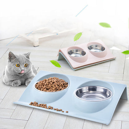 Stainless Steel Pet Double Bowl